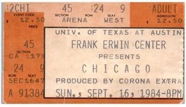 Vintage Chicago Ticket Stub September 16 1984 University Of Texas - £27.33 GBP
