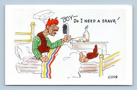 Drunk Man Needs Shave Signed Comic UNP Kromecolor Chrome Postcard K13 - £3.33 GBP