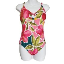 Beach Betty Womens Pink Floral Front Tie One Piece Swimsuit Swimwear WIT... - $22.67