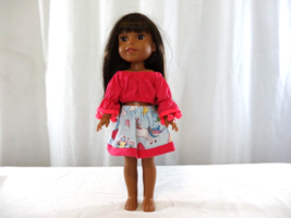 American Girl  Wellie Wishers Doll 14&quot; Ashlyn brunette freckles Cute red outfi - £18.58 GBP