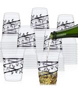 Skyley 100 Pcs 16 oz Black Rimmed Swirl Plastic Cups Disposable Party - $486.65 MXN