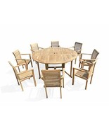 Windsor's Grade A Teak 6' Round Drop Leaf Folding Table w 8 Stacking Arm... - $5,625.00