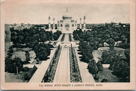 Vtg 1940s Postcard - Taj Mahal With Masjid &amp; Jamat Khana Agra - Unposted - £4.17 GBP