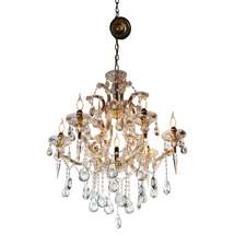Maria Theresa Crystal Chandelier Hanging Fixture Gold 6 - Light  for living room - £313.07 GBP