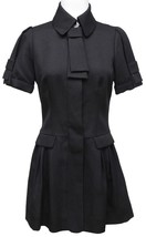 ISABELLA Ports Dress Black Short Sleeve Button Down Zipper Collar Sz 6 - £113.64 GBP