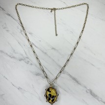 Chico&#39;s Animal Print and Black Cabochon Reversible Studded Pendant Necklace - £15.56 GBP