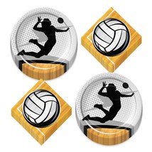 HOME &amp; HOOPLA Volleyball Party Supplies Sports Team Paper Dessert Plates and Bev - £14.07 GBP