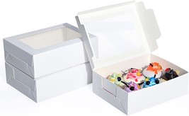 Dessert Boxes 24pcs 8x6x2.5 Inches White Dessert Boxes with Window Cooki... - £26.92 GBP
