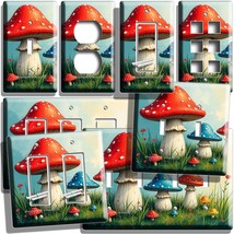 RED BLUE MUSHROOMS FLOWERS LIGHT SWITCH OUTLET WALL PLATE MERRY KITCHEN ... - $13.55 CAD+