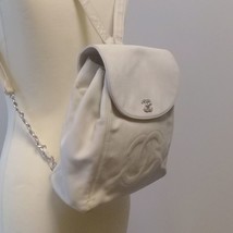 Chanel Ivory Beige Leather Vintage Backpack Bag w/Stitched CC Logo &amp; Silver HW - $1,600.00