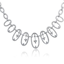 Women&#39;s Necklace 2.70 Ct Round Genuine Diamond  Oval Links 14k White Gold 18&quot; - £2,135.88 GBP