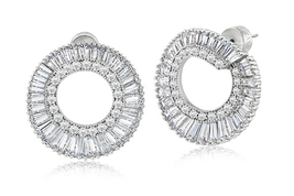 Crystals By Swarovski Baguette Earrings in Rhodium Overlay Stud Back Gor... - £34.67 GBP