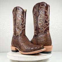 Lane Capitan Mens Cowboy Boots LA GRANGE 10 D Brown Leather Ostrich Cutt... - $391.05