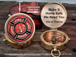 Personalized Gift For Fire Fighter Custom Engraved Fire Rescue Brass Com... - £21.04 GBP