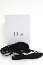Dior Black Christian Sandal Satin Sequin Slipper Flats EU 35 US 5 - $485.10
