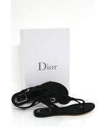 Dior Black Christian Sandal Satin Sequin Slipper Flats EU 35 US 5 - $485.10