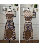 Vintage 70s Goldworm Italy Sleeveless Mod Boho Print Dress M - $249.73 CAD