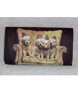 Golden Retriever Puppies Wearing Santa Hats Pocketbook Clutch Wallet  - $6.99
