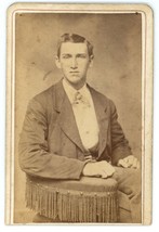 CIRCA 1880&#39;S Trimmed ID&#39;d CDV Handsome Young Man In Suit Crawford&#39;s Stamford CT - £7.46 GBP