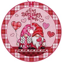 Gnome Couple Christmas Tree Skirt 48 Inches, Happy Valentine&#39;S Day Love Hearts - £15.81 GBP