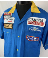 Vintage Hilton Button Shirt Racing Patches 50/50 USA XL Pit Crew Bowling... - £78.46 GBP