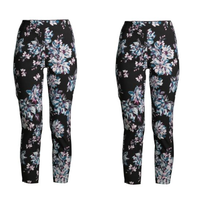 2 Black Floral Skinny Crop Side Zipper High Rise Crop Pants Misses Size 20 NEW - £8.72 GBP