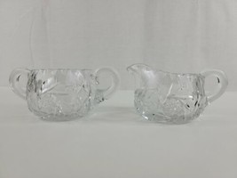 Vintage Star of David Etched Cut Glass Two Handled Sugar Bowl and Creamer Set - £26.22 GBP