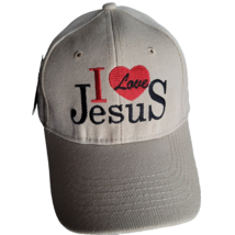 I Love Jesus Hat Cap Beige Embroidered Adjustable One Size Baseball Chri... - £7.87 GBP