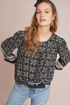 New Anthropologie Mod Printed Blouse by Amadi X-SMALL Black and White - £33.85 GBP