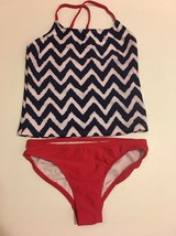 2-Piece Op Girl Swim Suit Tankini Set M 7-8 Swimwear Red Blue UPF 50+ - $16.99
