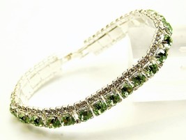 Peridot Crystal Rhinestone Wedding Prom Bracelet Evening Formal Prom Wedding - $15.83
