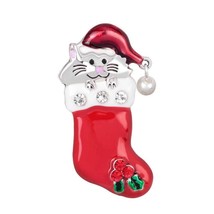 1X Xmas Gift Christmas Stocking Cat Lapel Pin Enamel Pin Brooch Jewellery - £5.41 GBP