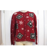 Fugly Ugly Red and Black button down Christmas sweater by Erika red and ... - £11.84 GBP