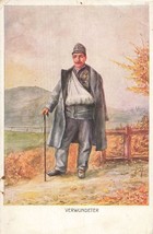 German WW1 Military~Wounded Soldier With Arm In Sling~Invalid Relief Postcard - £8.82 GBP