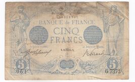 France, 5 Francs, 1912, Banque De France, P70, VF, Rare - $98.46