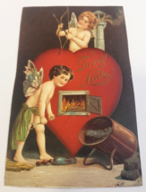 VALENTINE&#39;S DAY To My Love 1911 CUPID FAIRY Embossed Antique HOLIDAY POS... - £11.76 GBP
