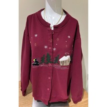 Vintage 1990s Artisan Embroidered Black Bear Winter Scene Cardigan Cotta... - €22,50 EUR