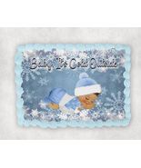 10" by 8" Baby It's Cold Outside Blue Snow Baby Shower Themed Edible Ima... - $17.47