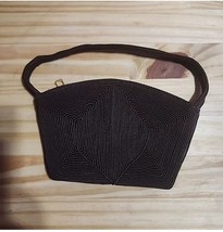 VTG  Brown Corde Unbranded Handbag Retro Purse Small Evening Bag - £17.00 GBP