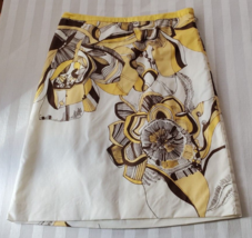 NWT Ann Taylor Loft Brown Yellow White Retro Floral Pencil Skirt Misses ... - $24.74