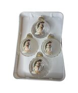 Box of 4 VTG Enchanted Forest Glass Christmas Ornaments Angel White Glitter - $220.12 MXN