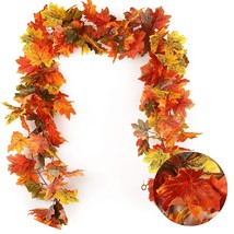 2 Pack Fall Maple Garland - 5.8 Ft/Pcs Autumn Hanging Fall Leave Vines For Home  - £28.46 GBP