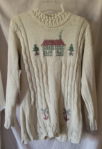 Women's Unbranded Sweater Size Unknown House Pine Trees Flowers Long Sle... - $14.99