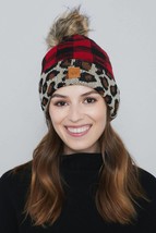 Panache buffalo beanie with leopard trim in Red - $31.00