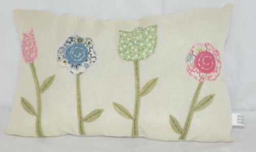 Ganz Flower Pillow Four Different Colored Flowers Off White Background - $19.99