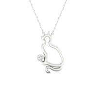 S925 Sterling Silver 0.05Ct TDW Cat Solitaire Necklace - £94.51 GBP