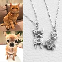 Custom Pet Photo Pendant Necklace Engraved Name 925 Sterling Silver Dog Tag Neck - £21.91 GBP+