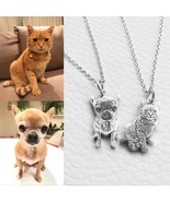 Custom Pet Photo Pendant Necklace Engraved Name 925 Sterling Silver Dog ... - $27.98+