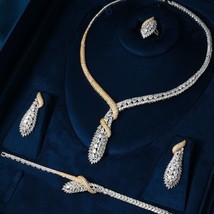 Indien Bollywood Plaqué Argent Zircone Collier Boucles Bracelet Bague Bi... - $189.99