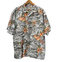 O&#39;neill Hawaiian Shirt XL Vintage Mens wooden button up Floral Lily Print top - £20.73 GBP